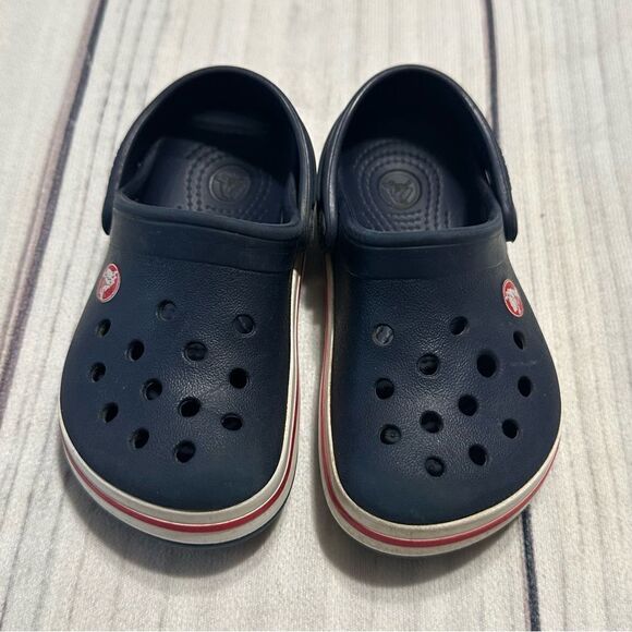 Crocs Crocband Navy Blue Red Stripe Kid Toddler Sz 6/7 Preschool Water Sandals - Picture 10 of 10